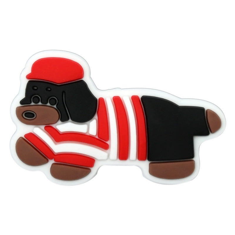 Wholesale   Random 100pcs Cartoon dachshund PVC Soft Rubber Shoe Buckle Decoration
