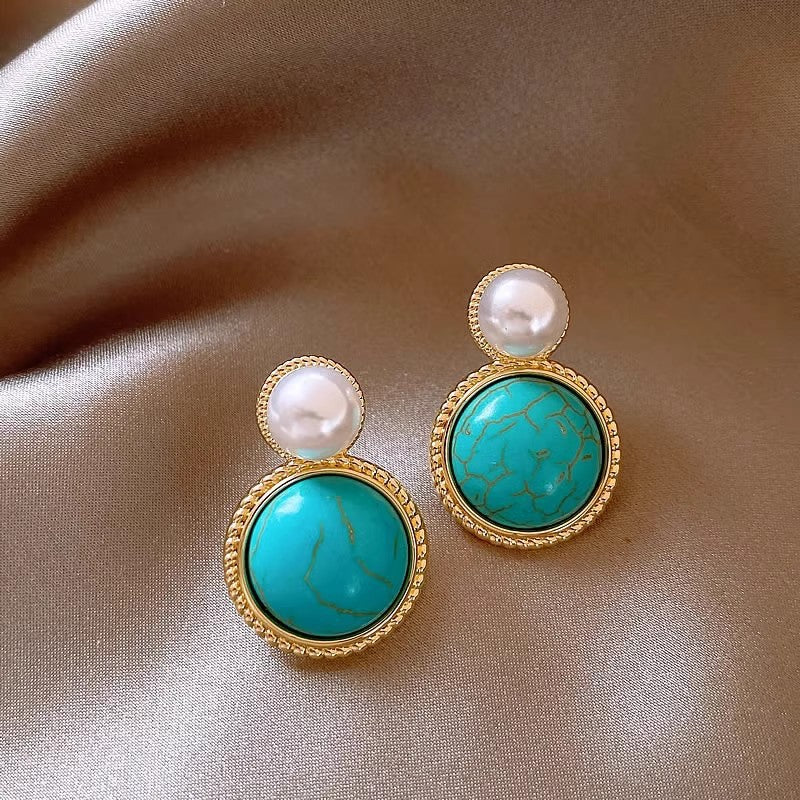 Wholesale Elegant  Sophisticated Four-Leaf Clover Turquoise Stud Earrings