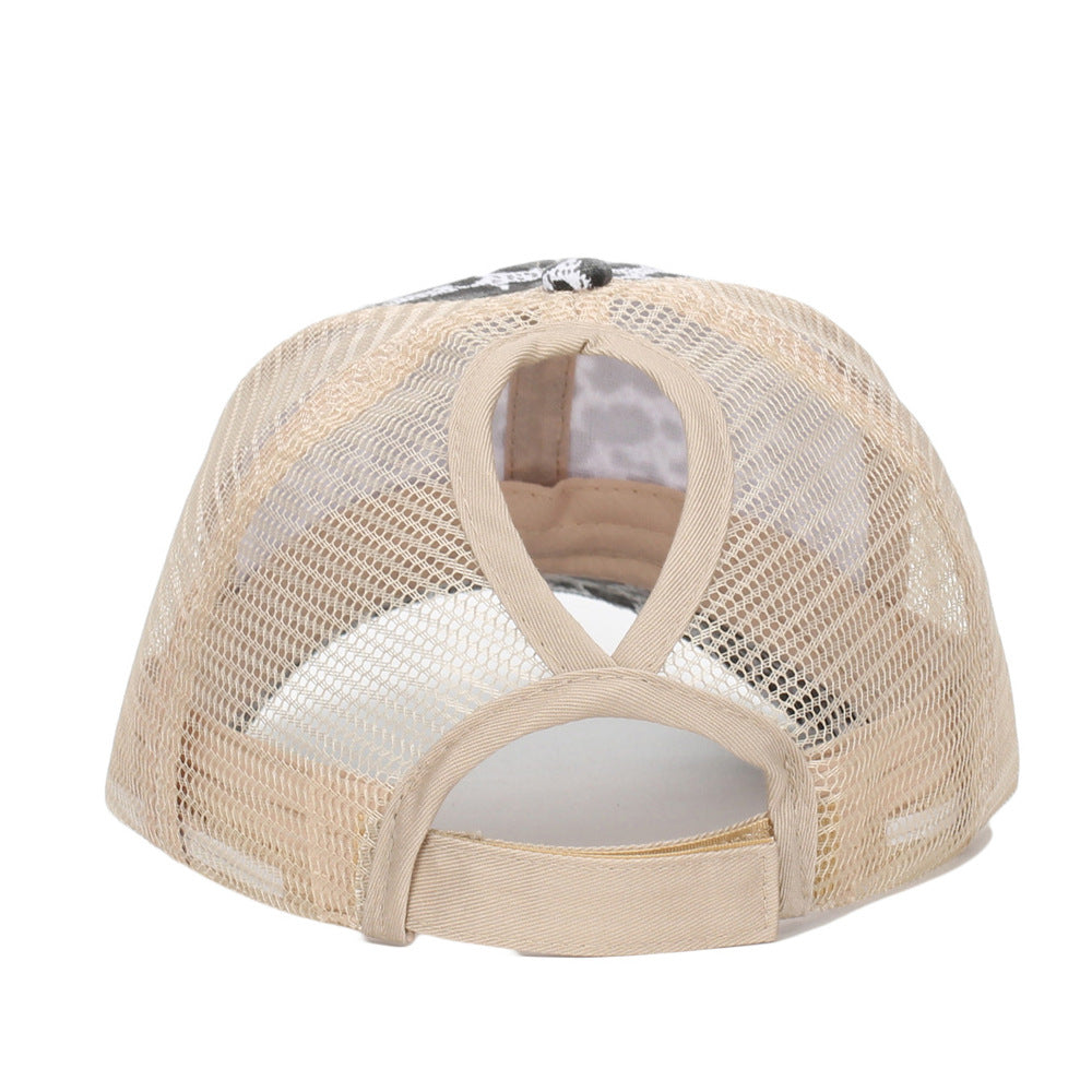 Wholesale  leopard print high ponytail baseball cap