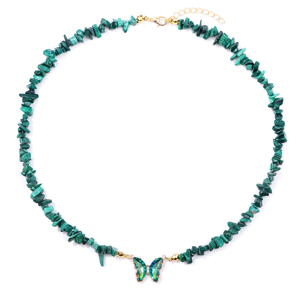 Wholesale Agate Bead Necklace with Artificial Crystal Pendant,  Geometric Handmade Jewelry Accessory for Women Everyday Wear