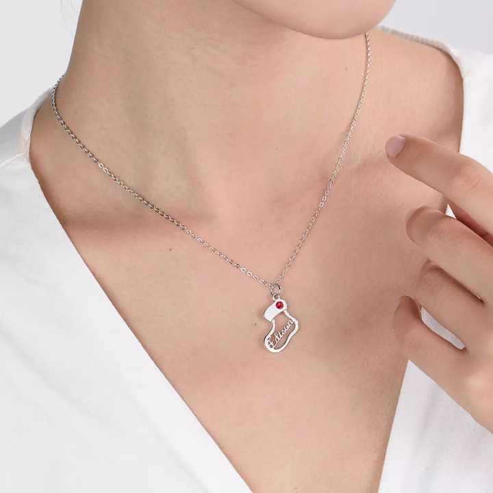 Wholesale Titanium Steel Twelve Birthstone Necklace Cartoon English Letter Pendant Necklace