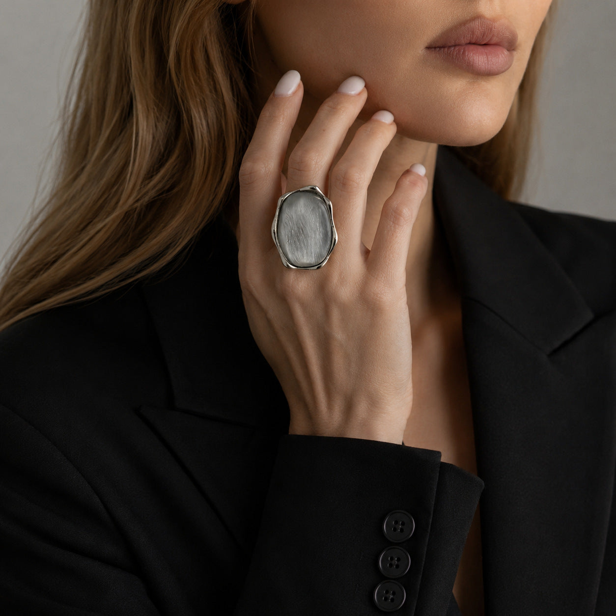 Wholesale Resin Geometric Ring With Water Ripple Cat Eye Finish Women S Fashion Jewelry Accessory