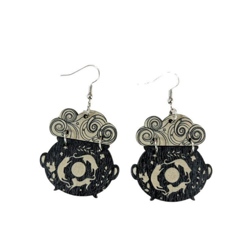 Wholesale Retro Ethnic Style Printed Wooden Earrings Trendy Fashion Jewelry Accessory For Women Party Gift Resale