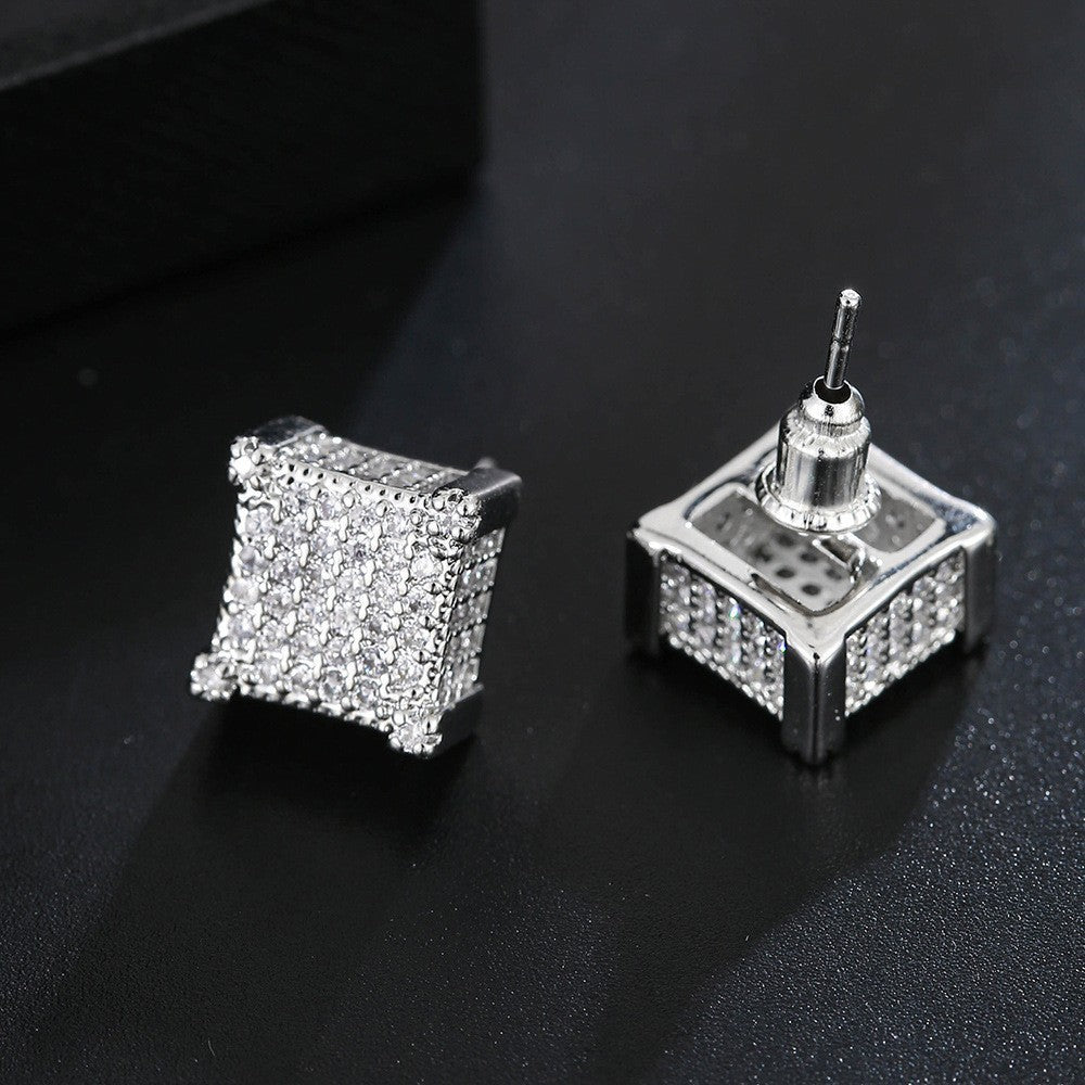 Wholesale hip hop full zircon micro boys earrings