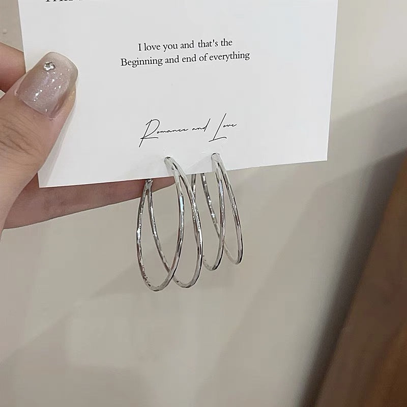 Wholesale Silver Needle Double Hoop Earrings