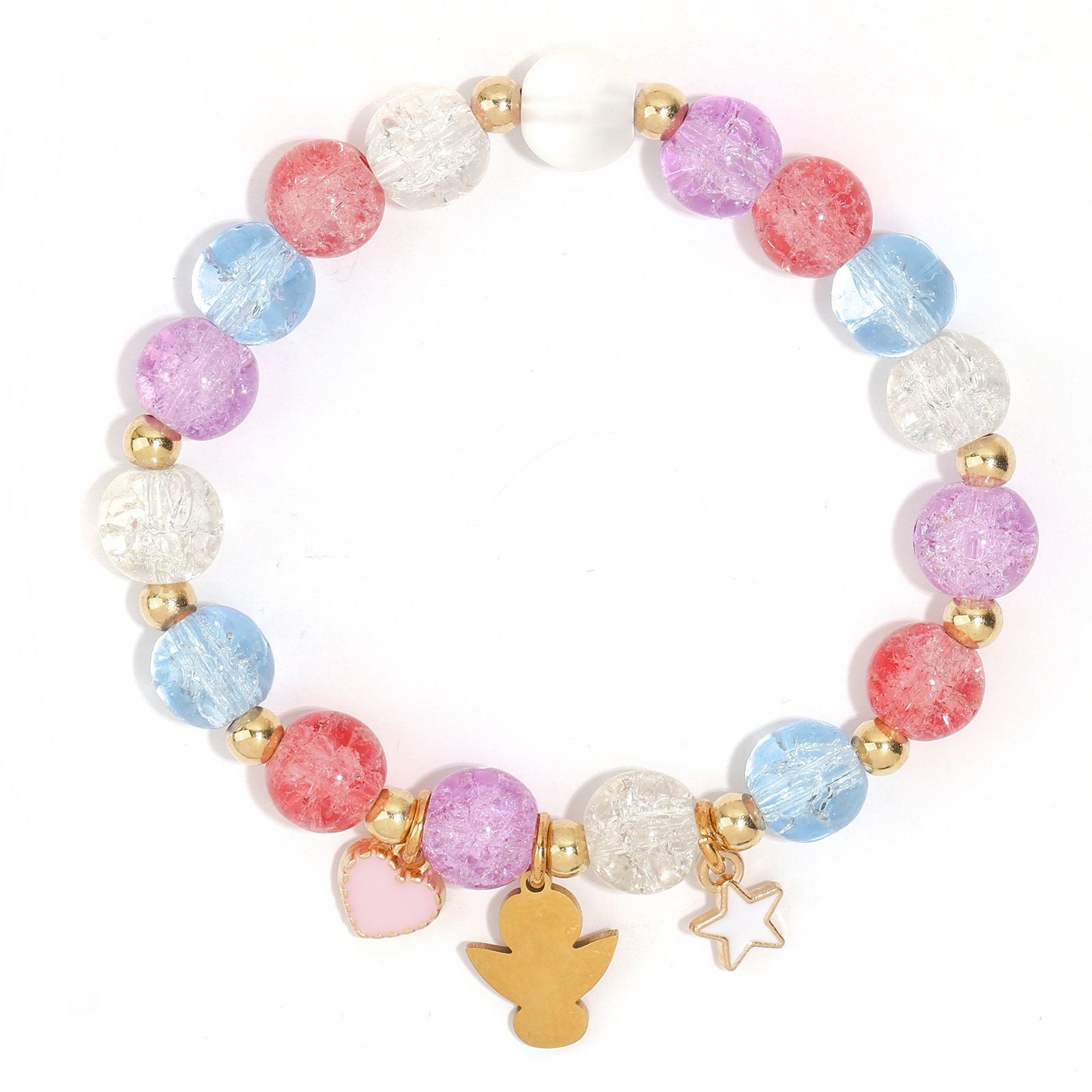 Wholesale Colorful  Bead  Stainless Steel Star Love Pendant  Bracelet