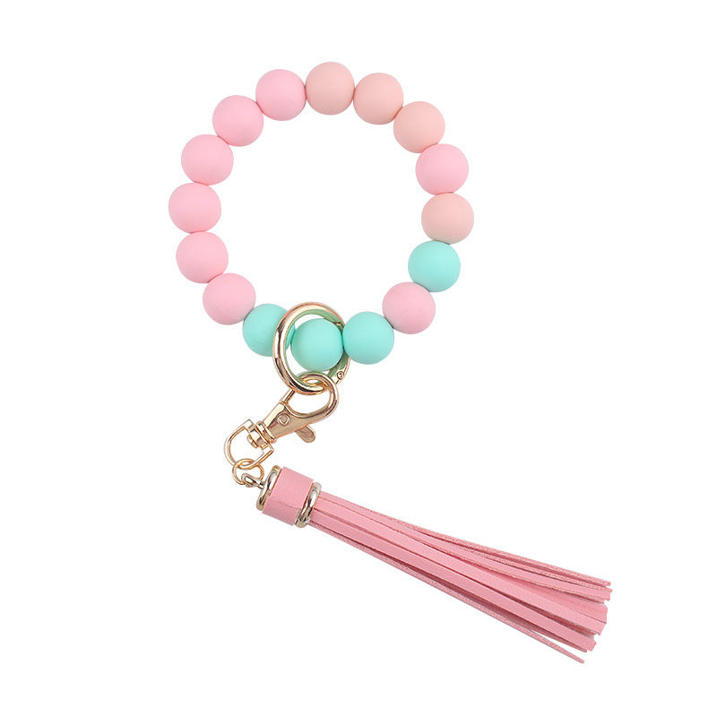 Wholesale Cartoon Solid Color Silicone Beaded Wrist Keychain ACC-KC-GuangTian060