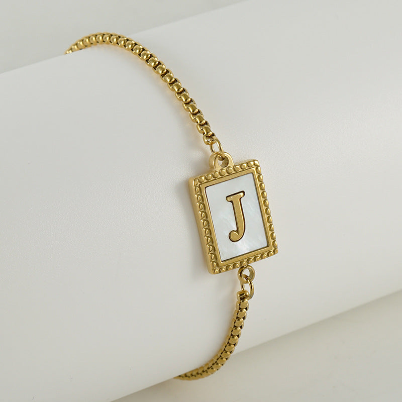 Wholesale Shell Titanium Steel Letter Bracelet ACC-BT-Zhongy007