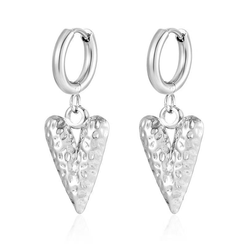 Wholesale Stainless steel heart and flower earrings