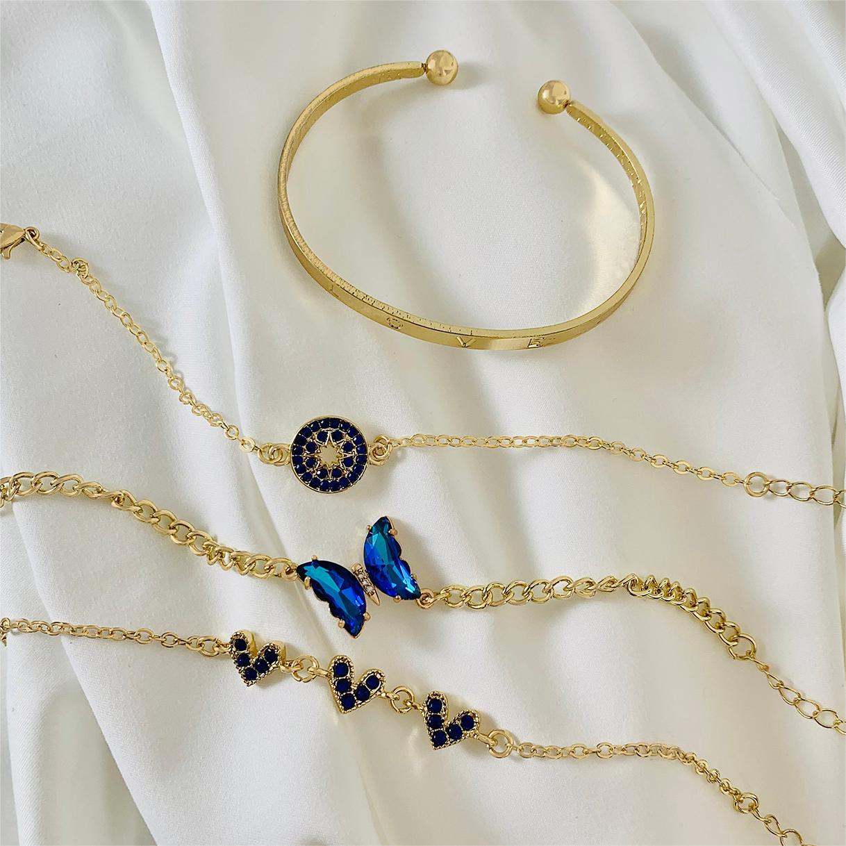 Wholesale crystal butterfly bracelet with diamond heart set