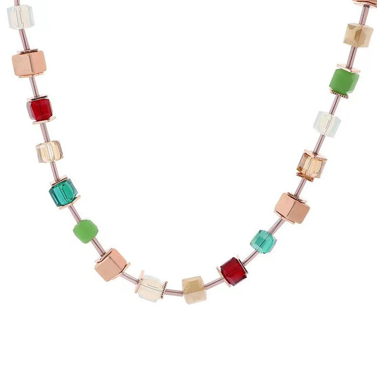 Wholesale  Cut Face Color Sugar Beaded Necklace