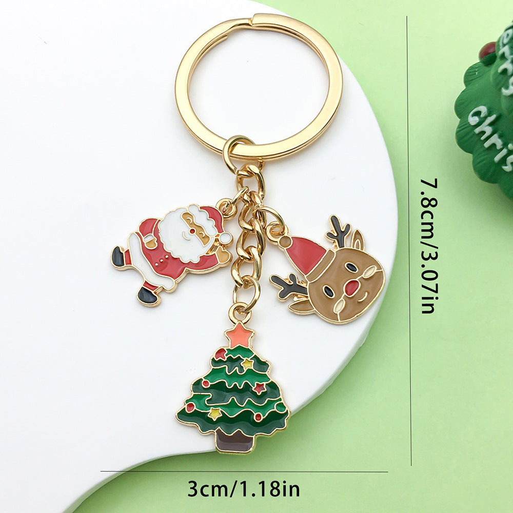 Wholesale Christmas oil drop alloy  snowman bell  keychain