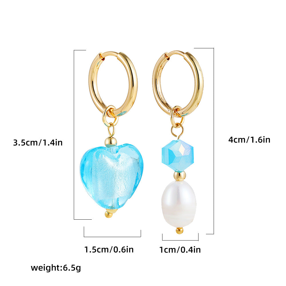Wholesale love asymmetric earrings 18K gold stainless steel earrings