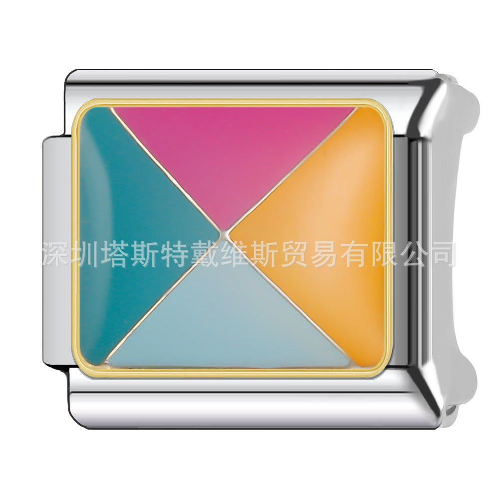 Wholesale 9mm Italian Charm Starter Bracelets DIY square Single Section Creative Stainless Steel Composable Bracelet