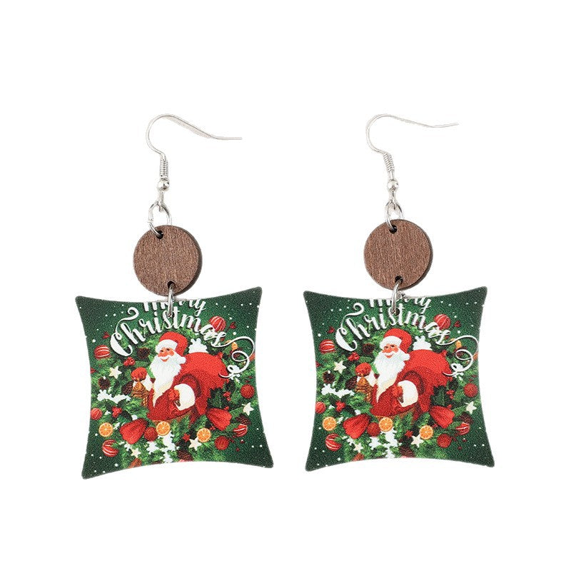 Wholesale Christmas Pillow Printed  Acrylic Creative Fashion Earrings
