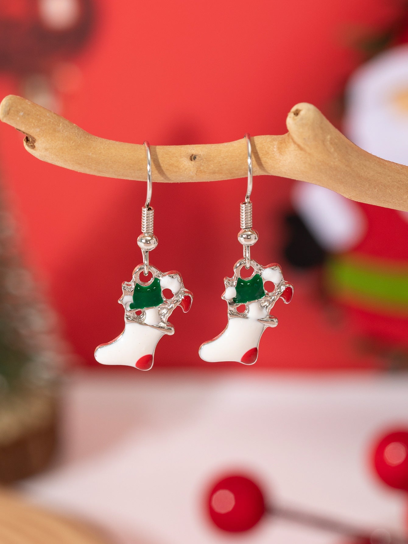 Wholesale Christmas Alloy Oil Drop Earrings ACC-ES-Xunru001