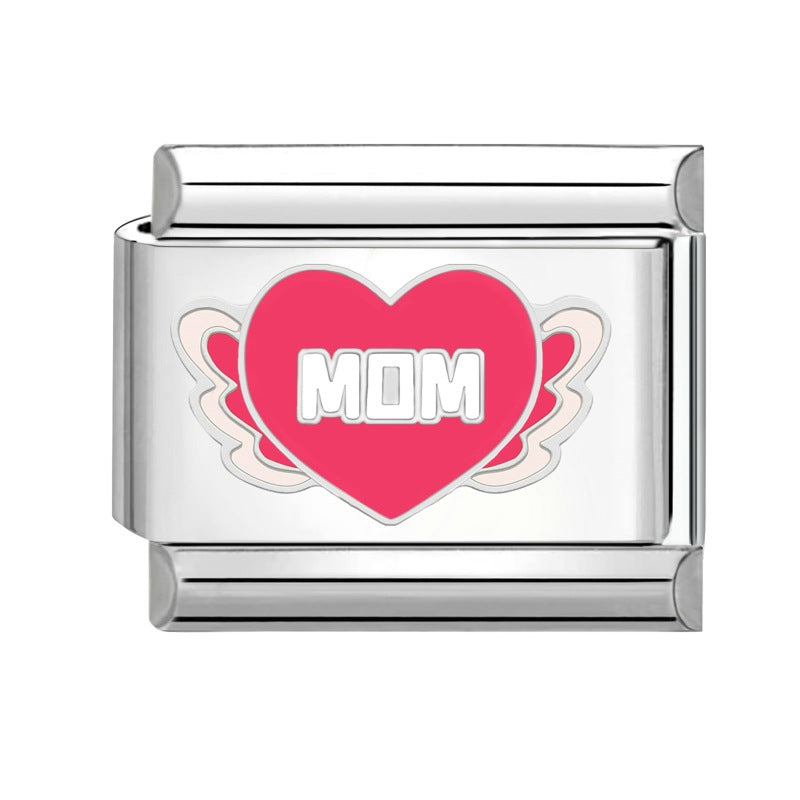 Wholesale Italian Charm Bracelet 9mm DIY Splicing Mother's Day Series Stainless Steel Composable Bracelet