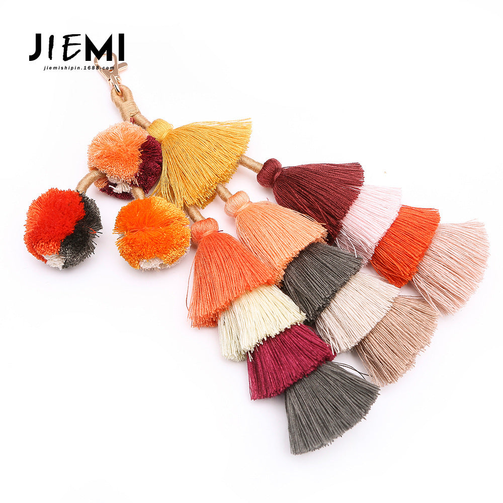 Wholesale Bohemian Tassel Knitted Handwoven Pendant Bag Charm Keychain ACC-KC-JM002