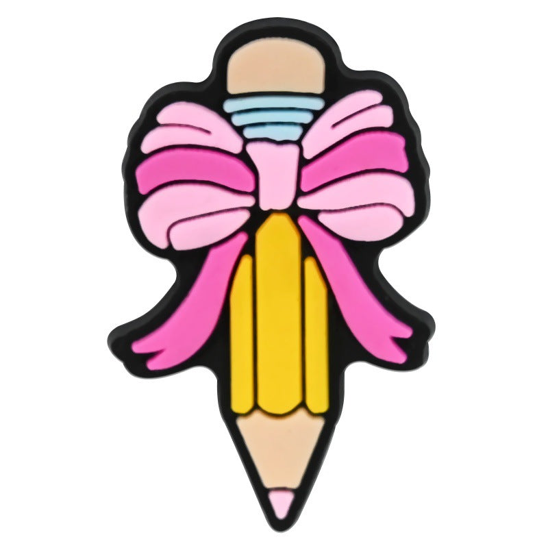 Wholesale  Random 100pcs Teacher' s Day Series  PVC Soft Rubber Shoe Buckle Decoration