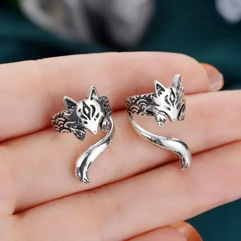 Wholesale retro cute fox ears ear clip  animal alloy earrings