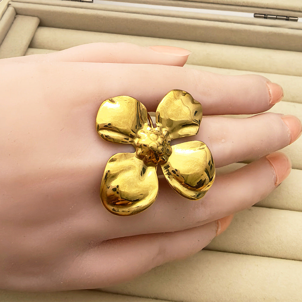 Wholesale Stainless steel  Large Flower and Leaf Rings