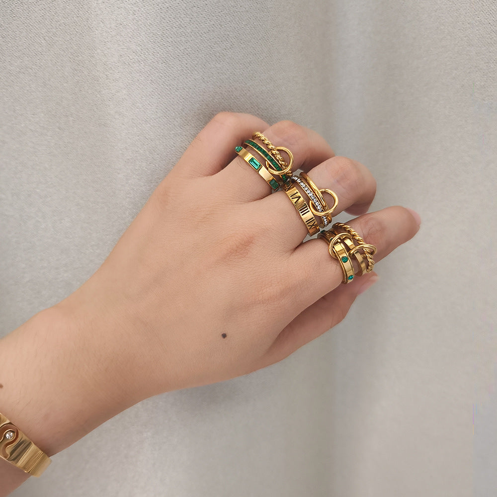 Wholesale Stainless steel zircon ring