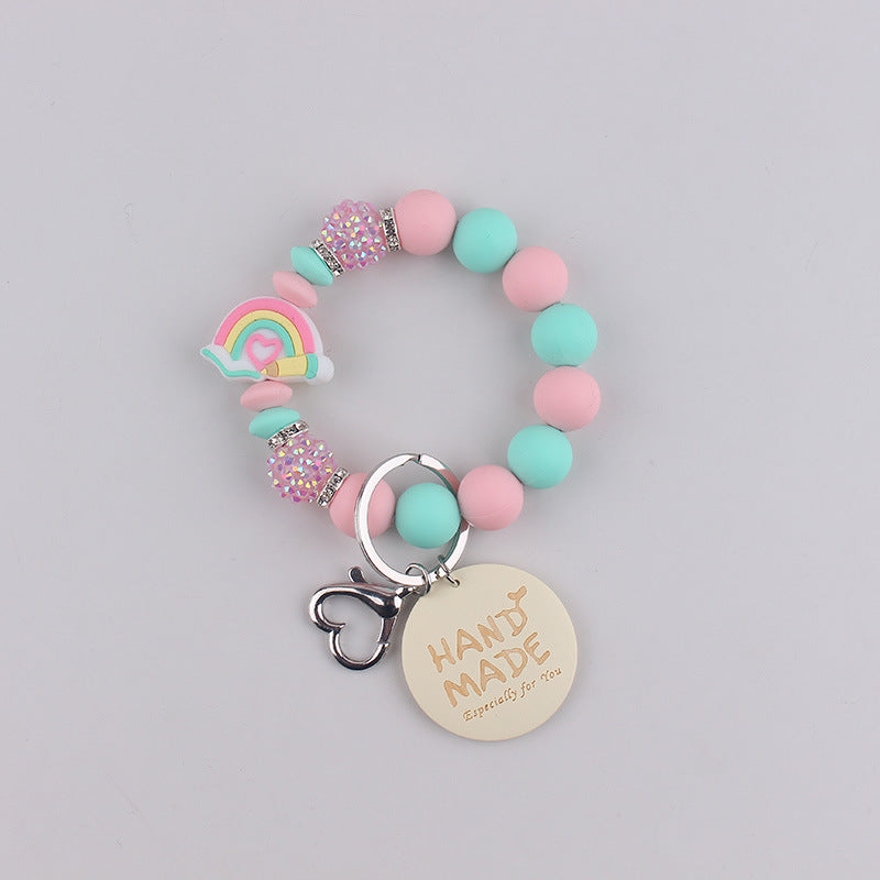 Wholesale Mother' s Day Handmade Smiley-Face Wooden Tag  Keychain