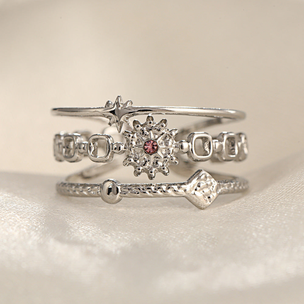 Wholesale Stainless Steel Micro Inlaid Zircon Loose Rings ACC-RS-TaiMei003