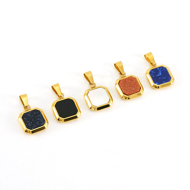 Wholesale Cross-border European and American stainless steel geometric square pendant niche design sense light luxury old money style titanium steel High sense jewelry