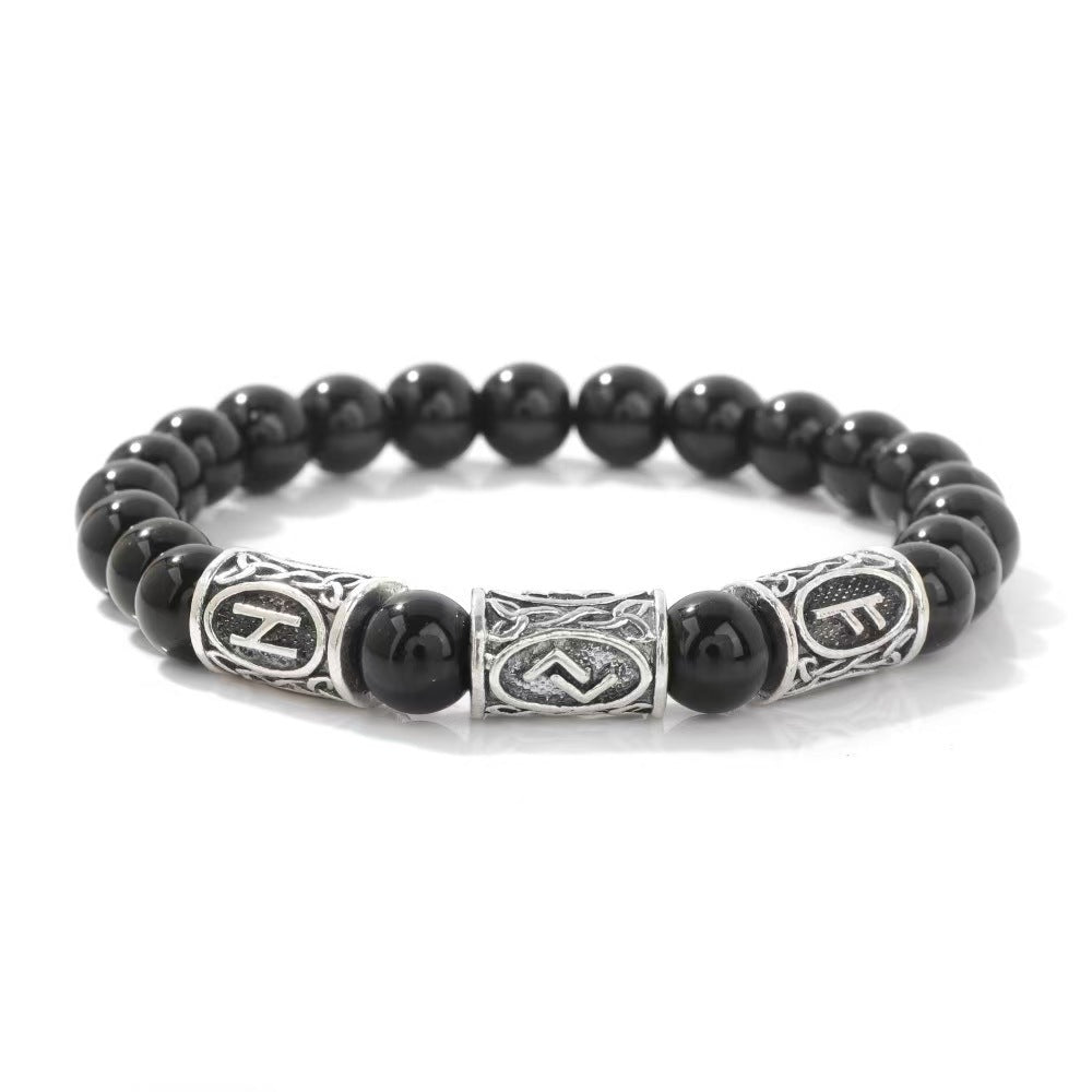 Wholesale Stylish Natural Stone Beaded Bracelet Tiger Eye Amethyst Obsidian Unisex Travel Souvenir Boutique Resale