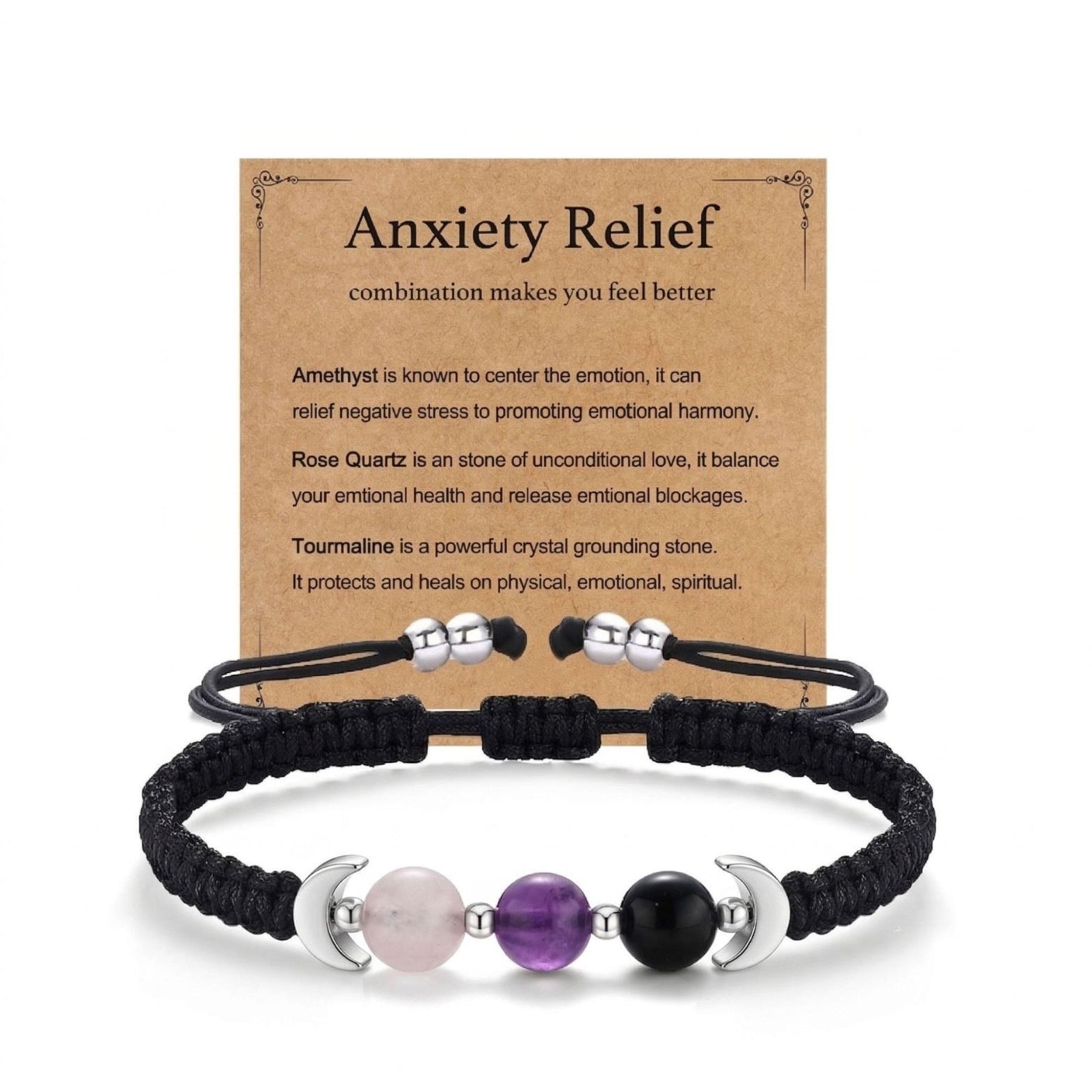 Wholesale Stylish Moon Phase Natural Crystal Bracelet Handmade Adjustable Unisex Jewelry Gift For Everyday Wear Casual Fashion Accessory