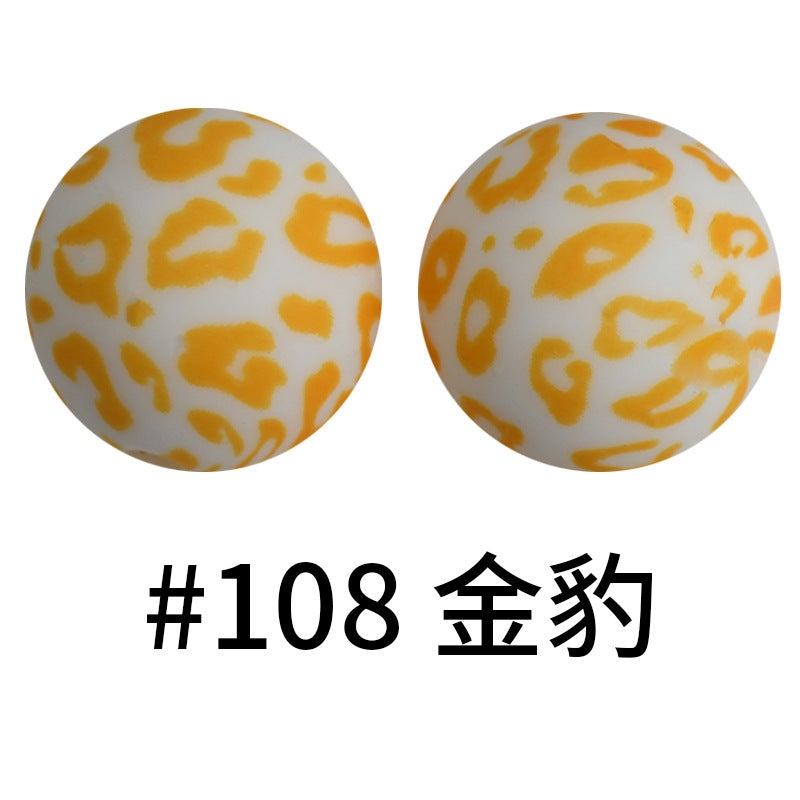 Wholesale 50pcs 15mm Western Style Leopard Skull Color Aztec Printed Silicone Balls Beads ACC-BDS-HeSheng008