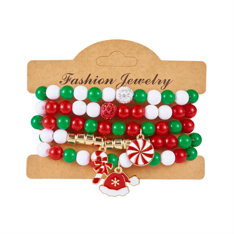 Wholesale  Snowflake Bell Colorful Beaded Bracelet