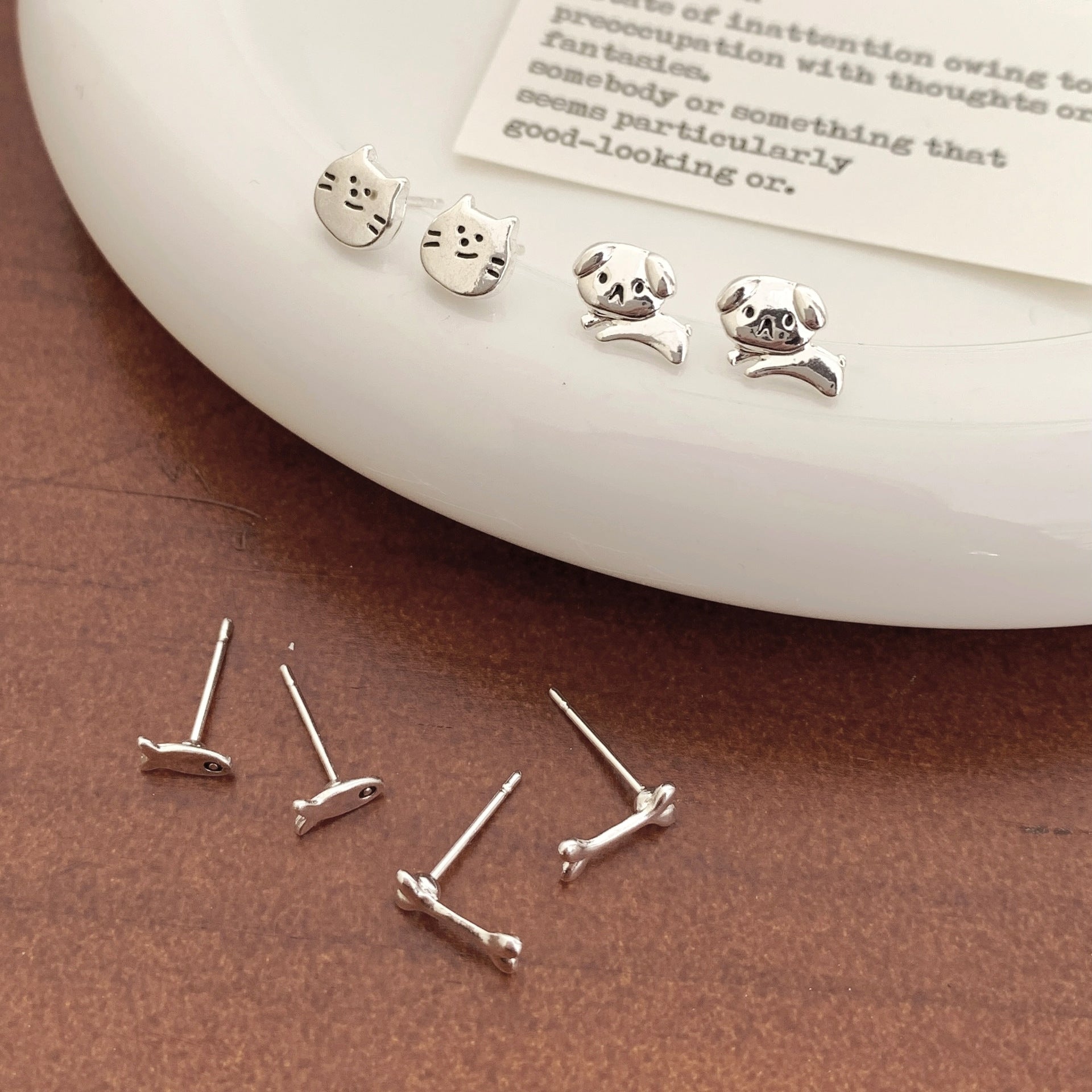 Wholesale Cute cartoon silver needle earrings with a small design