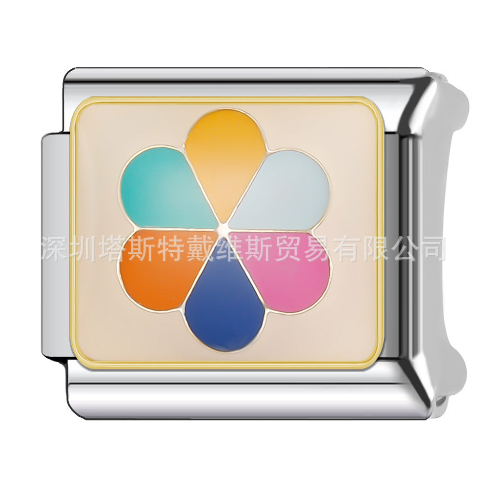 Wholesale 9mm Italian Charm Starter Bracelets DIY square Single Section Creative Stainless Steel Composable Bracelet