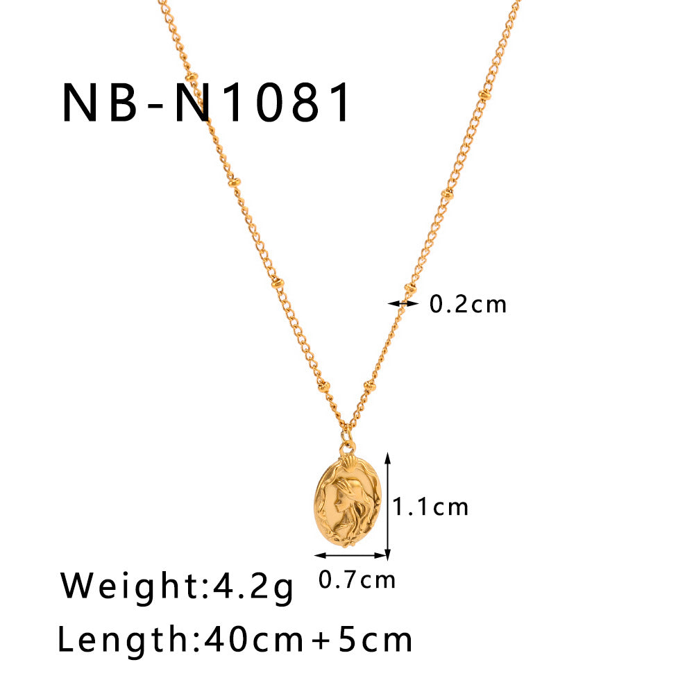 Wholesale Mermaid Princess Double-sided Design Sense Stainless Steel Bead Chain Necklace