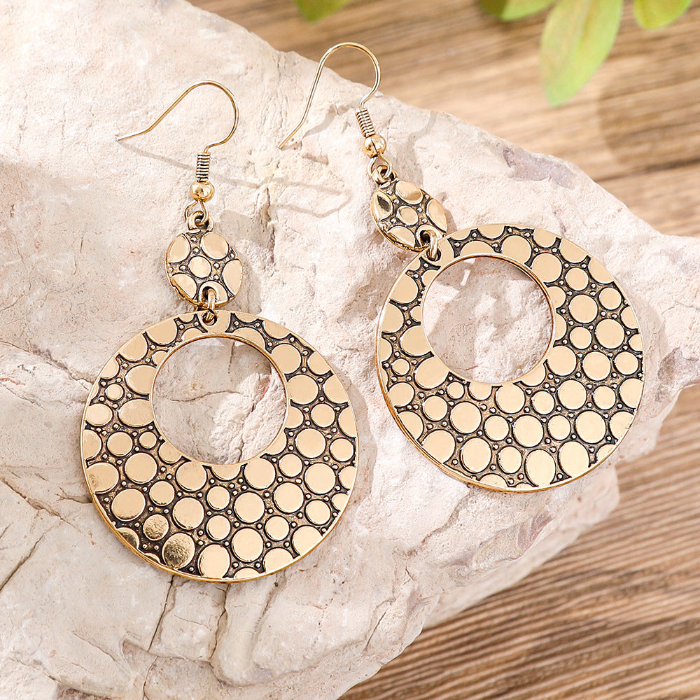 Wholesale Bohemian Retro Circular Antique Silver Tassel Earrings Tibetan Style Ethnic Zinc Alloy Jewelry Accessory Gift