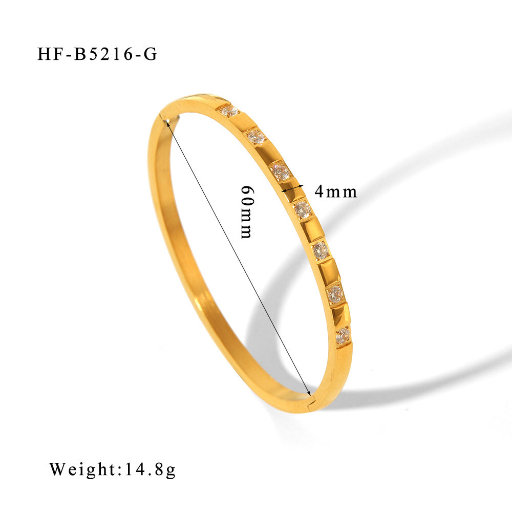 Wholesale Stainless Steel 18K Gold Plated Geometric Star Flower Zircon Bracelet