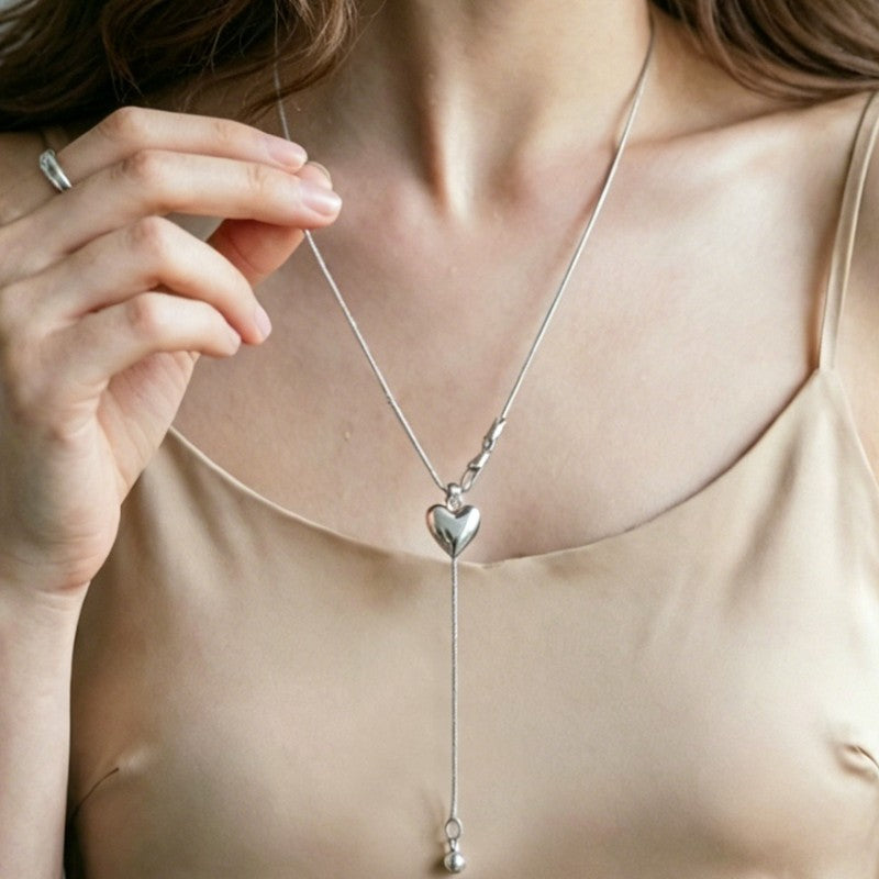 Wholesale Minimalist Heart Pendant Necklace Metal Alloy Snake Chain Modern Boutique Fashion Accessory For Women