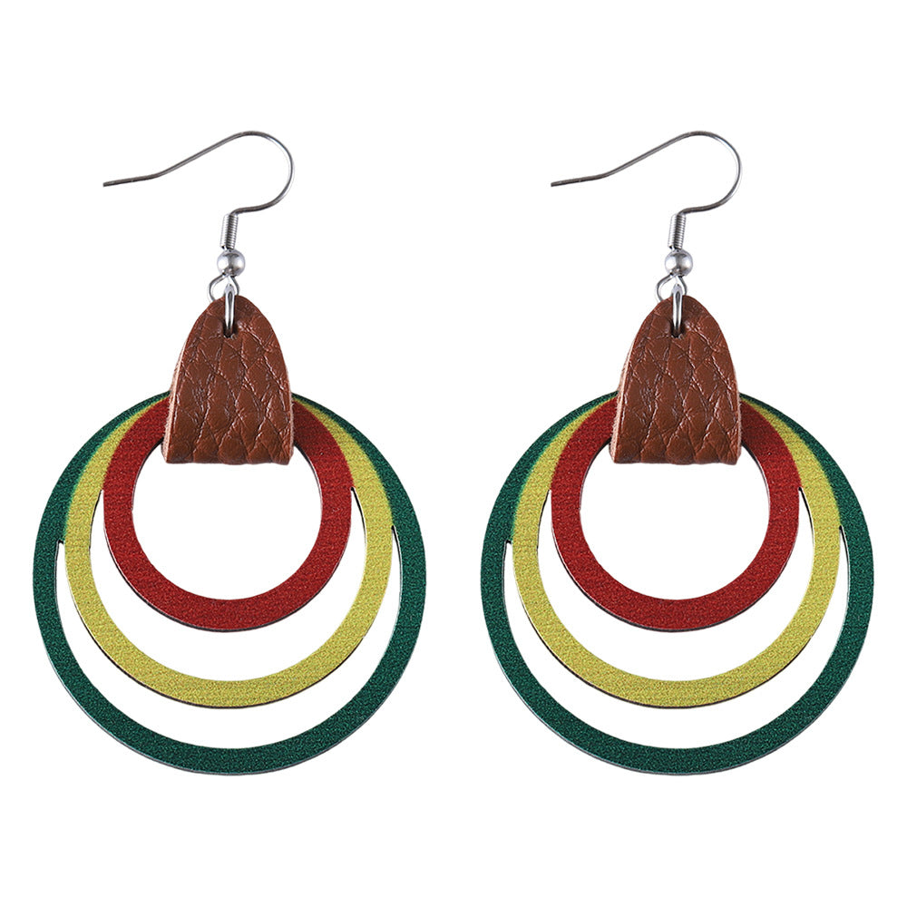 Wholesale Bohemian hoop hollow drop earrings
