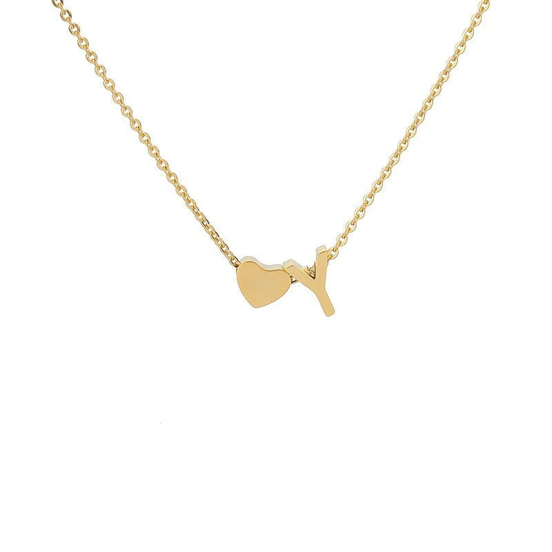 Wholesale Trendy Heart Letter Love Necklace Titanium Steel Gold Inlaid Fashion Jewelry Accessory