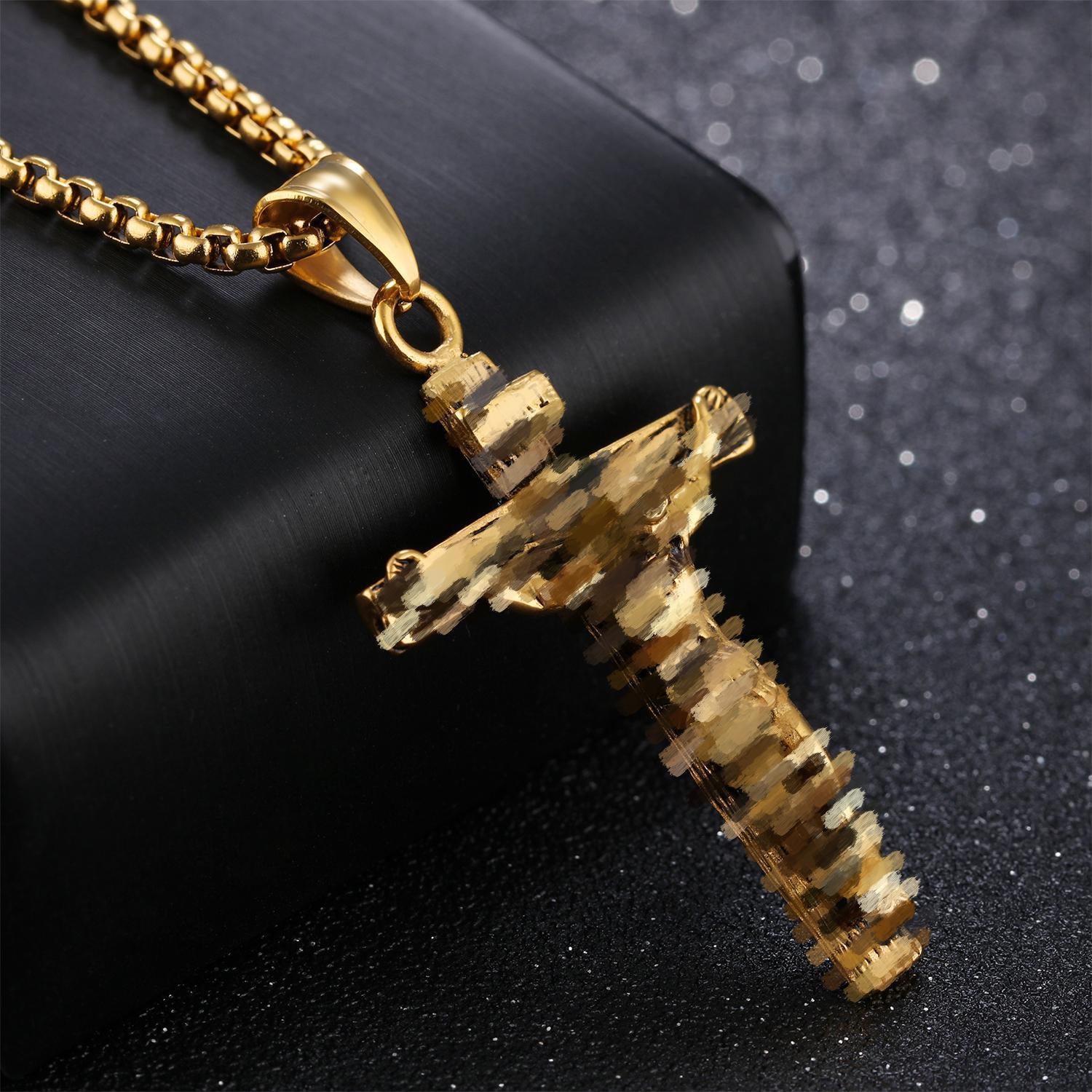 Wholesale retro cross pendant men's street hip hop Joker titanium steel necklace