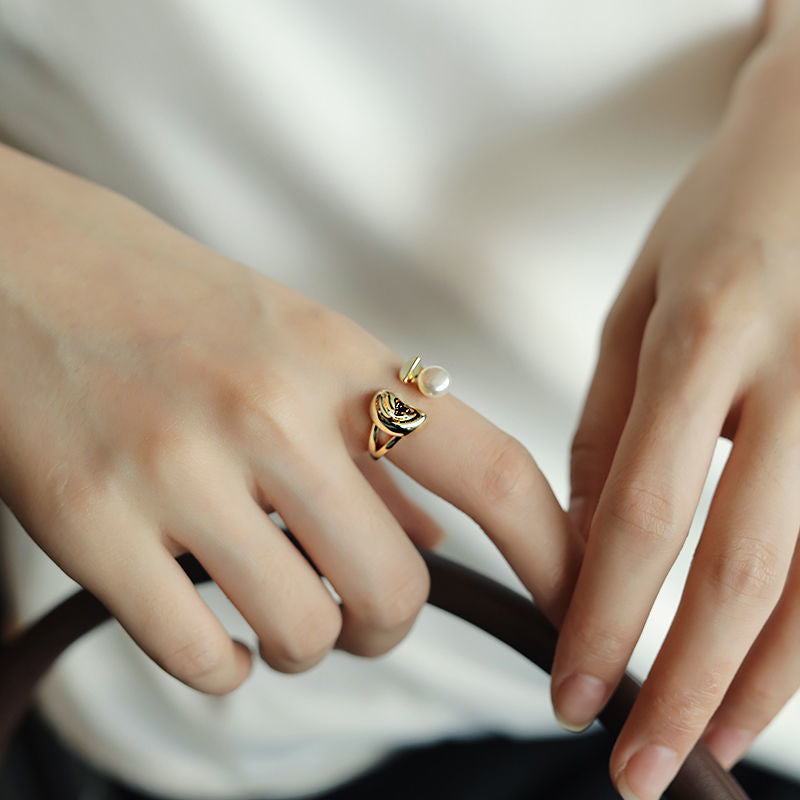 Wholesale Plated Fresh Water Pearl Zircon Butterfly Ring