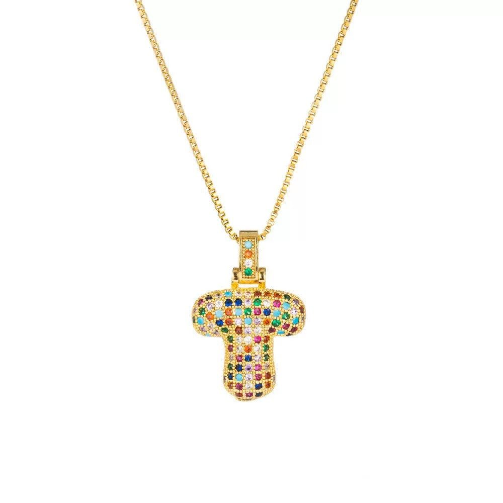 Wholesale Hip-Hop 26 Letter Pendant Set,  Gold Plated Copper Diamond-Set,  Chic Jewelry Gift