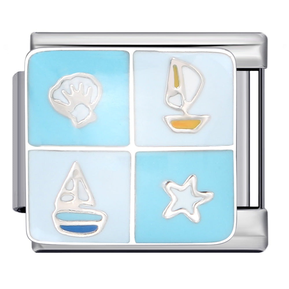 Wholesale Italian Charm Bracelet 9mm DIY Splicing Removable Marine Life Stainless Steel Composable Bracelet