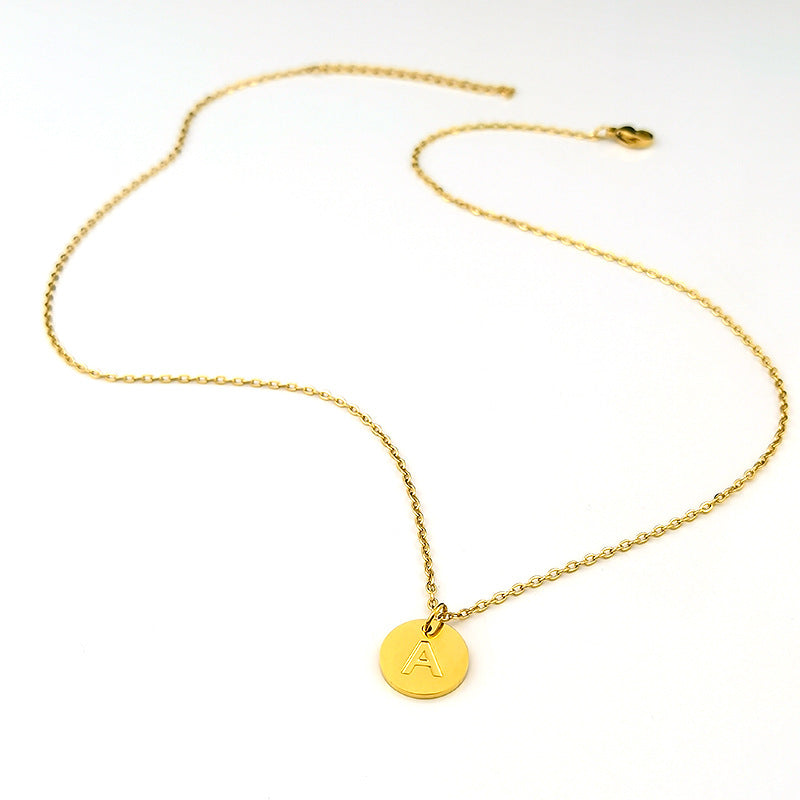 Wholesale Stainless Steel Polished 18K Gold Letter Necklaces ACC-NE-GuDi017