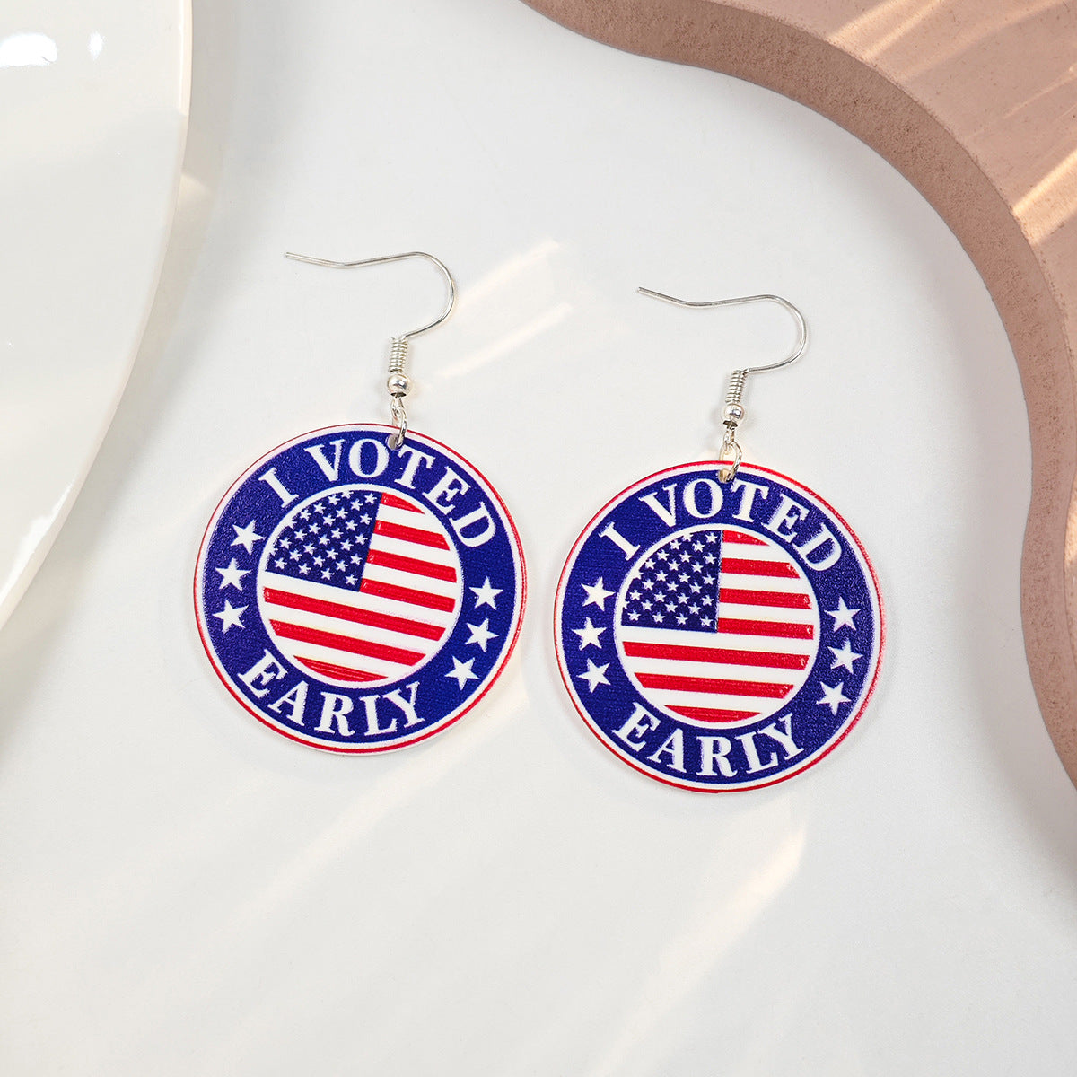 Wholesale Vintage Heart Flowers Independence Day Acrylic Earrings ACC-ES-HeMing008