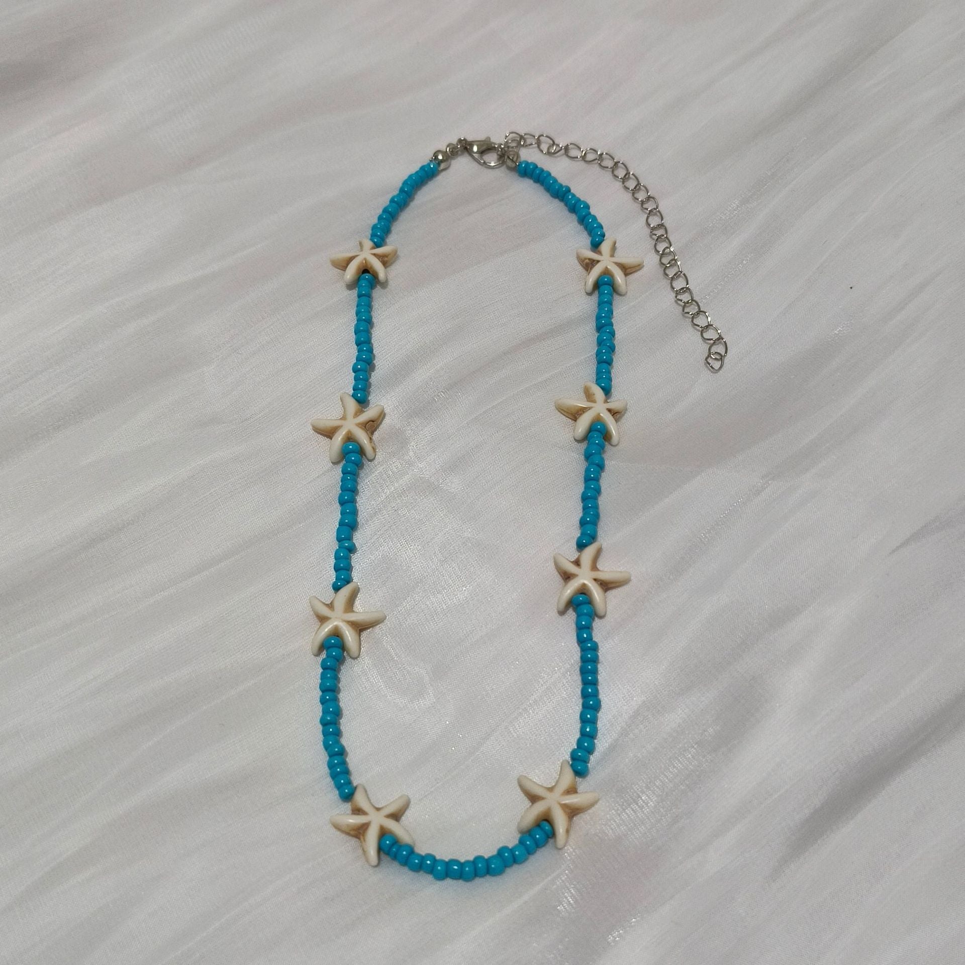 Wholesale  All-match Starfish Pendant Rice Beaded Necklace