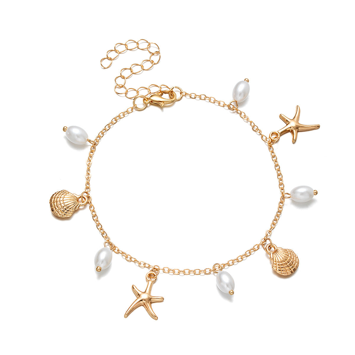 Wholesale  alloy scallop  pearl pendant anklet