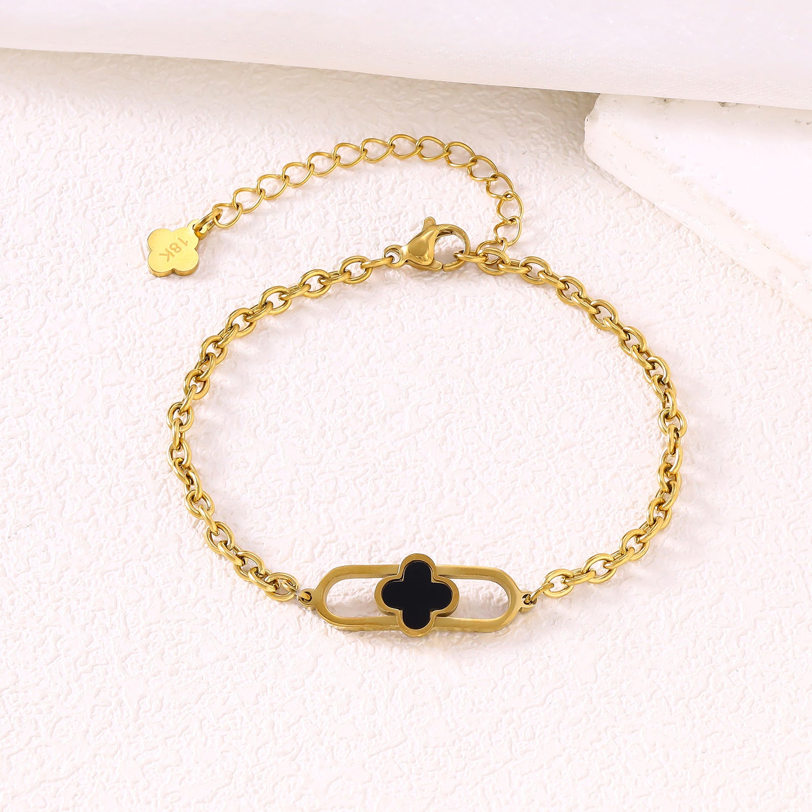 Wholesale Stainless Steel Four Leaf Clover Bracelet 18K Gold Plated Women S Fashion Jewelry Accessory For Daily Wear